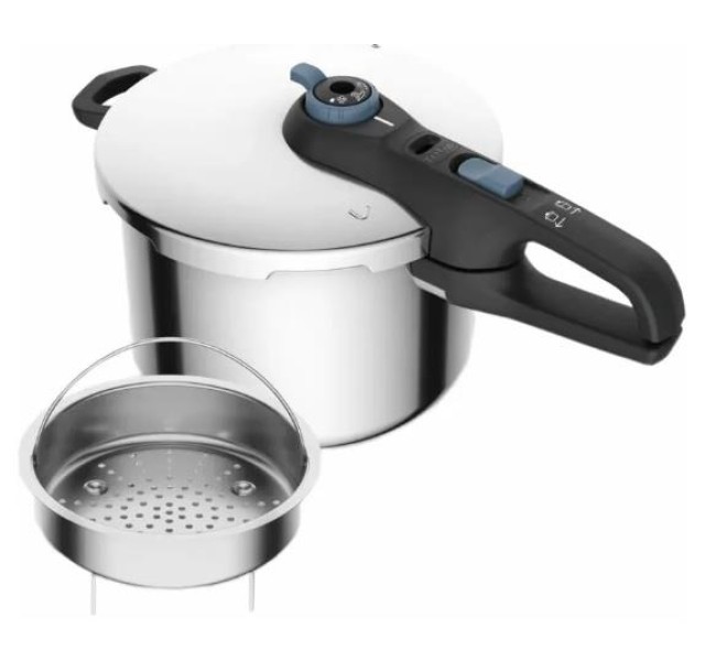 Скороварка Tefal Secure Trendy, 6л, з паровим кошиком, нержавіюча сталь, пластик