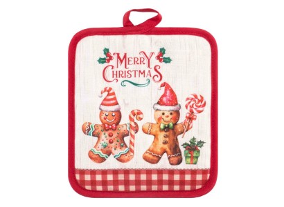 Прихватка Ardesto Christmas Gingerbread 18х20см, 100% поліестер (верх), 100% бавовна (низ), червоний