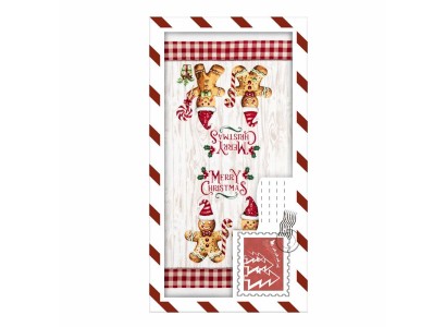 Подарунковий набір рушничків в коробці Ardesto Christmas Gingerbread 38х63см, 2шт, 100% бавовна, червоний