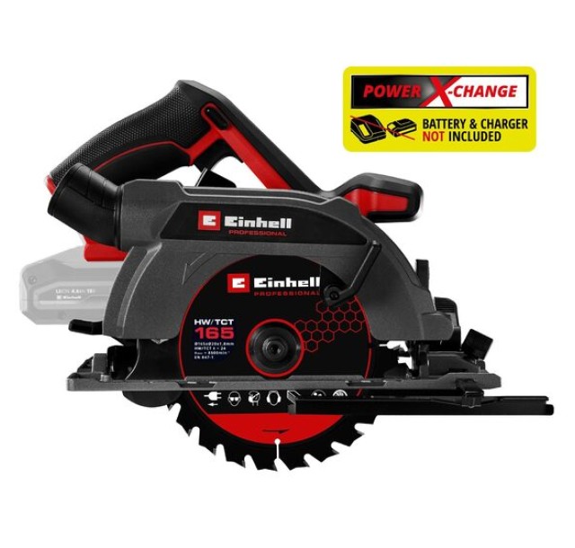 Пила дискова акумуляторна Einhell TP-CS 18/165 Li BL-Solo безщіткова 18В 5000об/хв 165х20мм 2.95кг без АКБ та ЗП