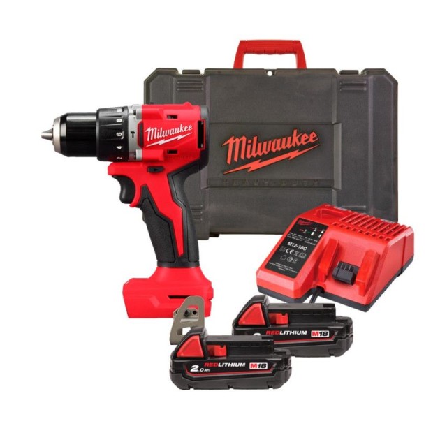 Шурупокрут-дриль акумуляторний Milwaukee BLPDRC-202C 18В 2х2А·год 60.5Нм 0·1700об/хв ЗП M12-18C кейс 1.5кг