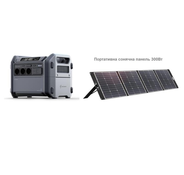 Комплект Портативна електростанція Segway CUBE 1000, 2584 Вт заг (R-Drive 4400 Вт), 1024 Вт/год, IPX3, BT, розширення ємності, швидка зарядка + портативна соняч