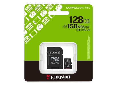Карта пам'яті Kingston microSD  128GB C10 UHS-I A1 V10 R150MB/s + SD