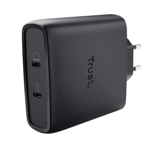 Зарядний пристрій мережевий Trust Maxo 100Вт, GaN, 2xUSB-C ,PD/PPS, чорний