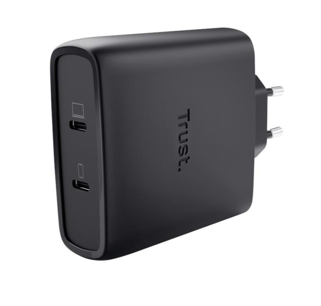 Зарядний пристрій мережевий Trust Maxo 100Вт, GaN, 2xUSB-C ,PD/PPS, чорний
