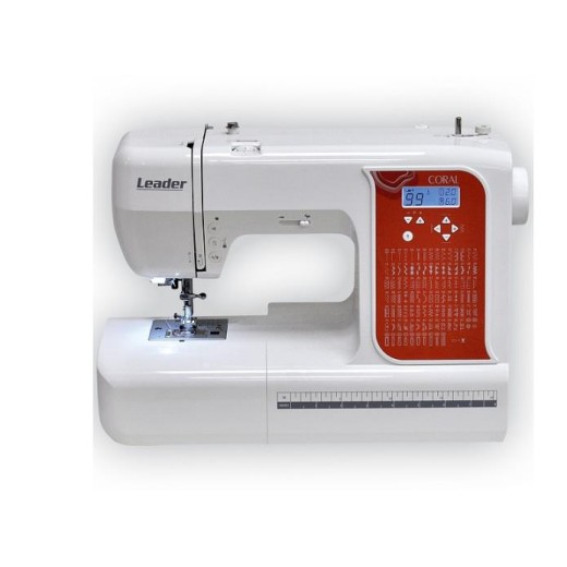 Швейна машина LEADER CORAL, комп'ютеризована, 45Вт, 100 шв.оп., петля автомат, білий + червоний