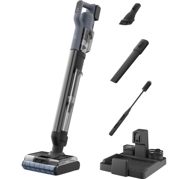 Пилосос Electrolux бездротовий, вологе прибирання, конт пил -0.57л, вода -0.65л, автон. робота до 80хв, вага-7.09кг, 2в1, синій