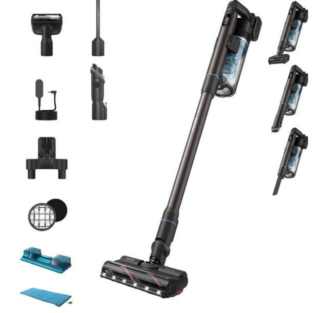 Пилосос Philips безпровідний Aqua Series 7000, вологе прибирання, конт пил -0.6л, автон. робота до 80хв, LED підствітка, турборежим, чорно-блакитний