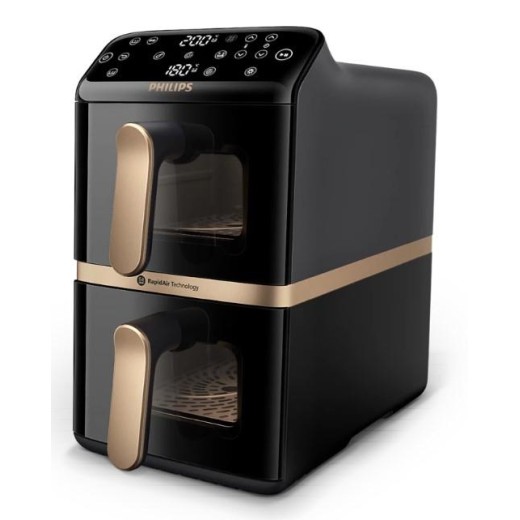 Мультипіч Philips Stacked Dual 2300Вт, чаша-5+5л, сенсорне управл., 6 авто. программ, пластик, чорний