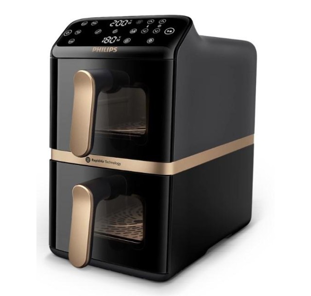 Мультипіч Philips Stacked Dual 2300Вт, чаша-5+5л, сенсорне управл., 6 авто. программ, пластик, чорний