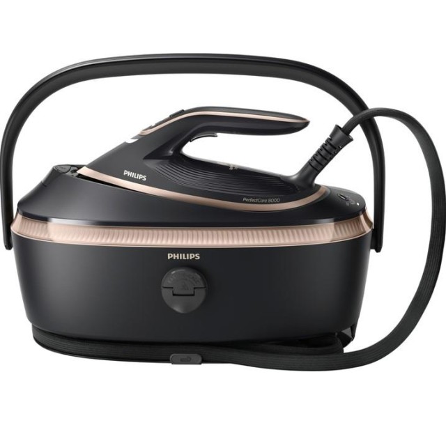 Парогенератор Philips PerfectCare 8000, 3120Вт, 1400мл, паровий удар -800гр, верт. відпарювання, нерж. сталь, чорний
